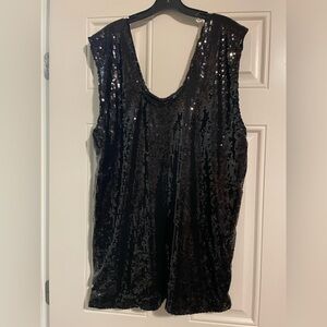 Elegant Black Sequin Sleeveless Tank Dress